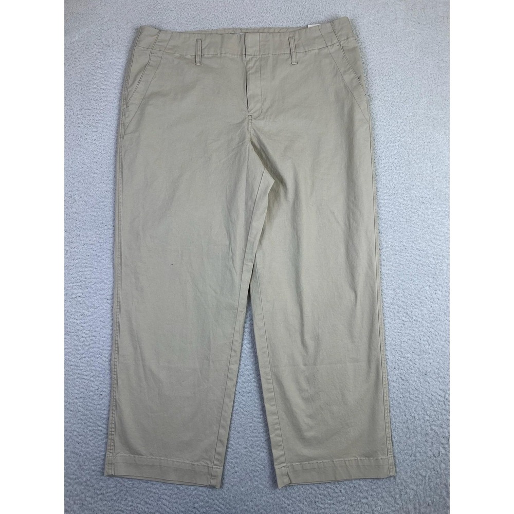 A New Day Pants Womens 16R Khaki Beige Straight High Rise Stretch Cropped Casual